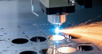 Fiber laser cutting round steel blanks with sparks